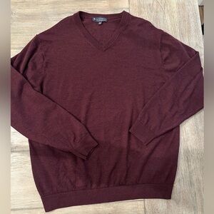 Hart Schaffer Marx Men's V-Neck Merino Wool Merlot Sweater 2XT